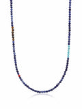 Nialaya Men's Necklace Faceted Dumortierite Necklace with Tiger Eye and Turquoise 26 Inches / 66.04 cm MNEC_285