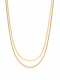 Nialaya Men's Necklace Gold Necklace Layer with 3mm Cuban Link Chain and 3mm Box Chain MNECL_004