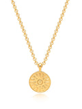 Nialaya Men's Necklace Gold Necklace with Ancient Sun Pendant