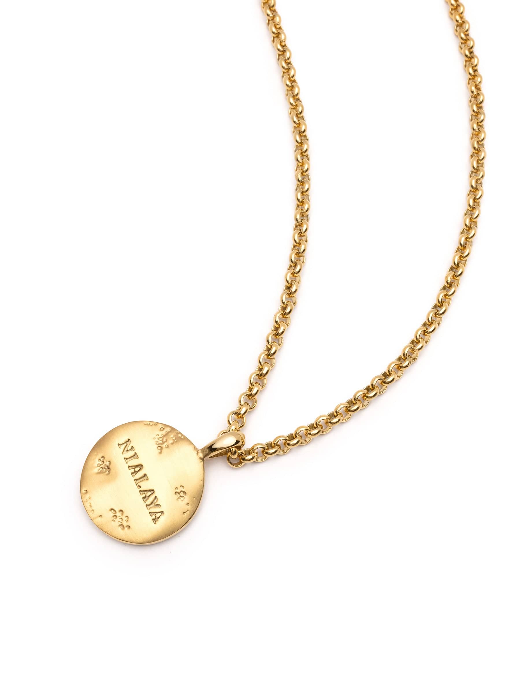 Nialaya Men's Necklace Gold Necklace with Ancient Sun Pendant