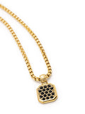 Nialaya Men's Necklace Gold Necklace with Black CZ Square Pendant 22 Inches / 55.88 cm MNEC_272