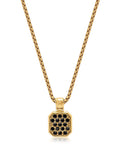 Nialaya Men's Necklace Gold Necklace with Black CZ Square Pendant 22 Inches / 55.88 cm MNEC_272