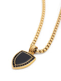 Nialaya Men's Necklace Gold Necklace with Black Onyx Shield Pendant