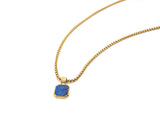 Nialaya Men's Necklace Gold Necklace with Square Blue Lapis Pendant