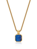 Gold Necklace with Square Blue Lapis Pendant