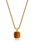 Nialaya Men's Necklace Gold Necklace with Square Brown Tiger Eye Pendant