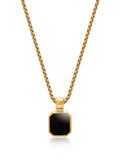 Gold Necklace with Square Onyx Pendant
