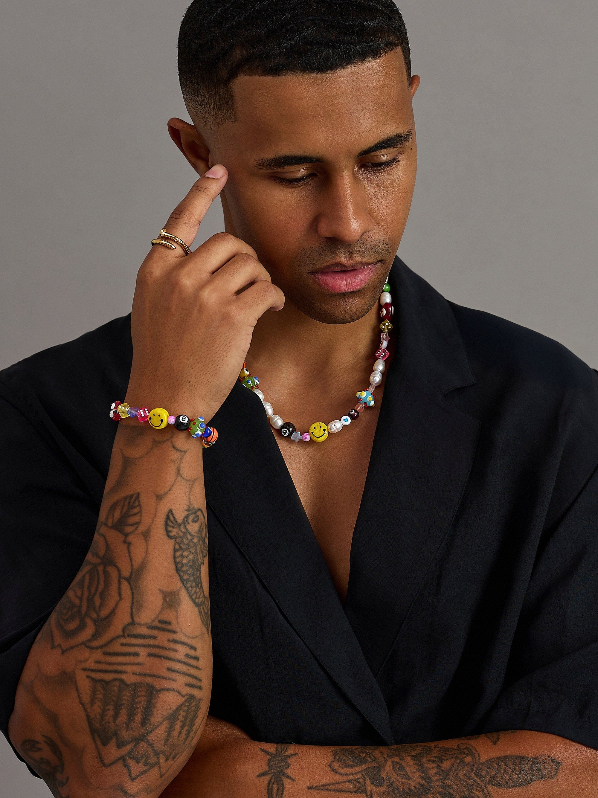 Nialaya Men's Necklace Happy Life Pearl Necklace Happy Life Pearl Necklace 20 Inches / 50.8 cm MNEC_438