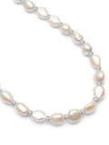 Nialaya Men's Necklace Men's Baroque Pearl Choker with Silver 20 Inches / 50.8 cm MNEC_189