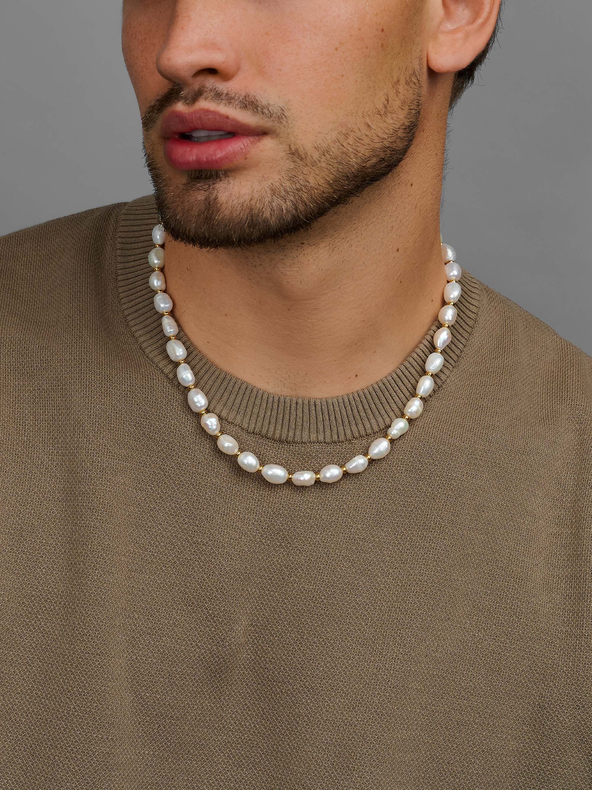 Nialaya Men's Necklace Men's Baroque Pearl Necklace Men's Baroque Pearl Necklace 20 Inches / 50.8 cm MNEC_116