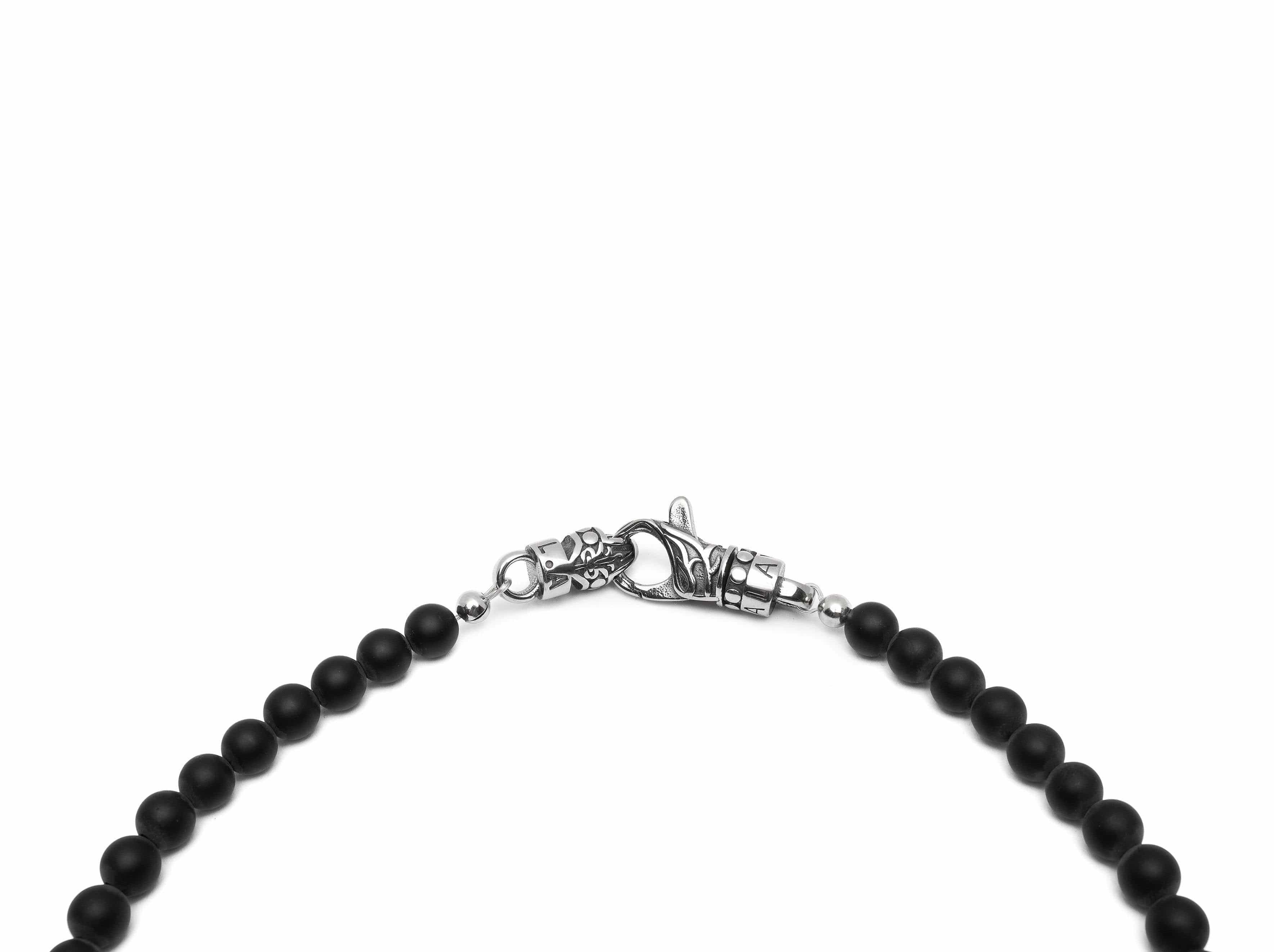 Nialaya Men's Necklace Men's Beaded Matte Onyx Necklace 30 Inch MNEBAS_077