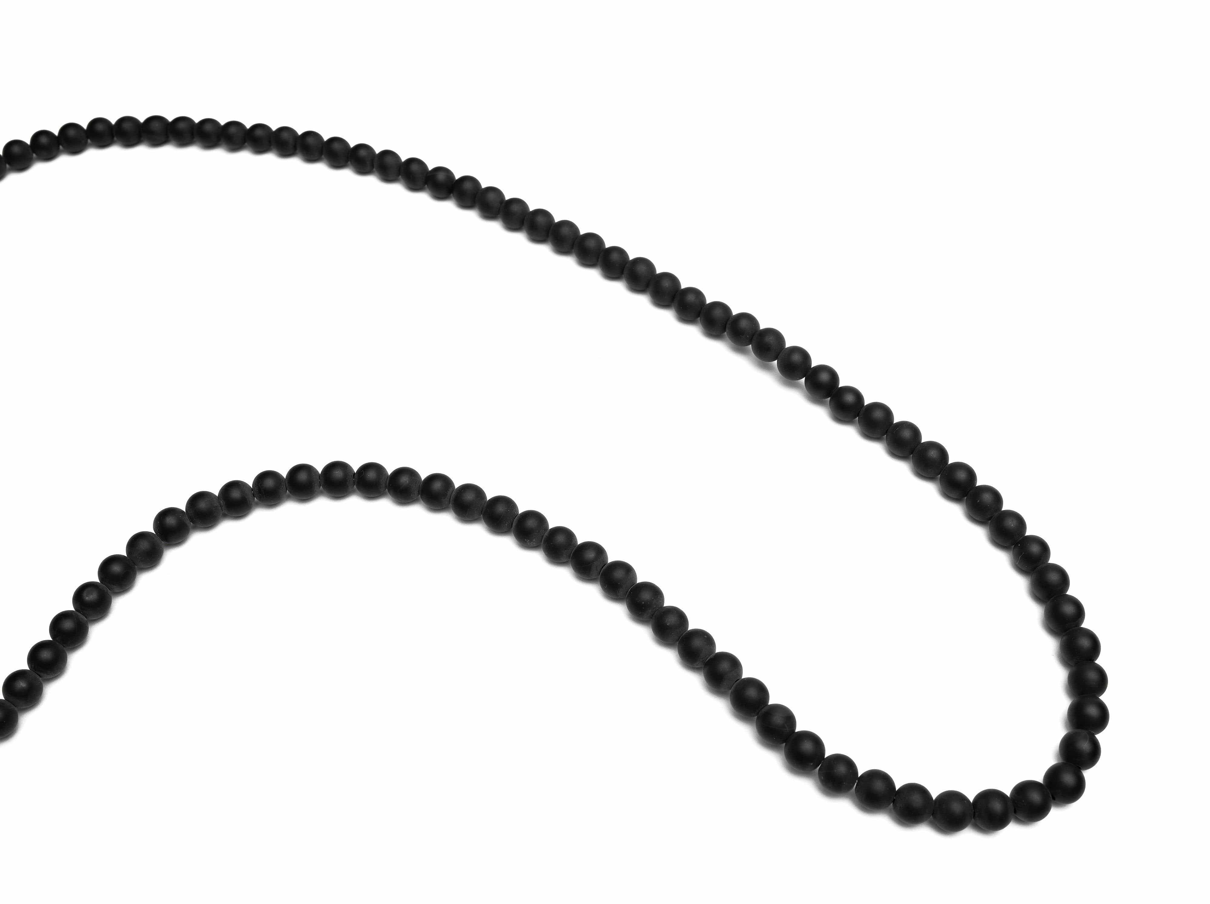 Nialaya Men's Necklace Men's Beaded Matte Onyx Necklace 30 Inch MNEBAS_077