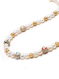 Nialaya Men's Necklace Men's Evil Eye Pearl Choker 20 Inches / 50.8 cm MNEC_359