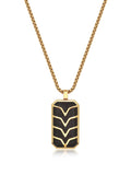 Nialaya Men's Necklace Men's Forged Carbon Fiber Dog Tag with Gold Chevron Detail
