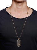 Nialaya Men's Necklace Men's Gold/Black Dog Tag Necklace