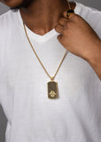 Nialaya Men's Necklace Men's Gold/Black Dog Tag Necklace