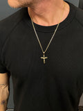Nialaya Men's Necklace Men's Gold Necklace with Crucifix Pendant