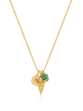 Men's Gold Talisman Necklace with Angel and Malachite Pendant