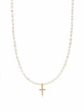 Men's Mini Pearl Choker with Cross