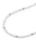 Nialaya Men's Necklace Men's Mini Pearl Choker with Silver 18 Inches / 45.72 cm