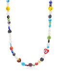 Nialaya Men's Necklace Men's Mushroom Pearl Choker with Assorted Beads 20 Inches / 50.8 cm MNEC_214