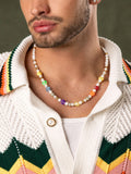Nialaya Men's Necklace Men's Pair of Dice Pearl Choker 20 Inches / 50.8 cm MNEC_356