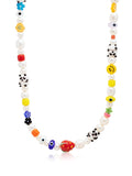 Nialaya Men's Necklace Men's Panda Pearl Choker with Assorted Beads 20 Inches / 50.8 cm MNEC_287