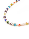 Nialaya Men's Necklace Men's Pearl Necklace with Hand-Painted Glass Beads 20 Inches / 50.8 cm MNEC_141