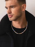 Nialaya Men's Necklace Men's Pearl Necklace with Hand-Painted Glass Beads 20 Inches / 50.8 cm MNEC_141