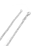Nialaya Men's Necklace Men's Silver Figaro Chain in 3mm