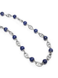Nialaya Men's Necklace Men's Silver Mariner Chain with Blue Lapis Men's Silver Mariner Chain with Blue Lapis 20 Inches / 50.8 cm MNEC_403