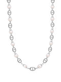 Nialaya Men's Necklace Men's Silver Mariner Chain with Pearls 18.5 Inches / 46.99 cm MNEC_324