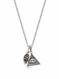 Nialaya Men's Necklace Men's Silver Necklace with Eye of Ra Triangle and Hamsa Hand Pendant 20 Inches / 50.8 cm MNEC_077