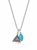 Nialaya Men's Necklace Men's Silver Necklace with Turquoise Evil Eye and Eye of Ra Pendant 20 Inches / 50.8 cm MNEC_081
