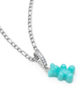 Nialaya Men's Necklace Men's Silver Necklace with Turquoise Gummy Bear 22 Inches (Most Popular) MNEC_303