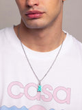 Nialaya Men's Necklace Men's Silver Necklace with Turquoise Gummy Bear 22 Inches (Most Popular) MNEC_303