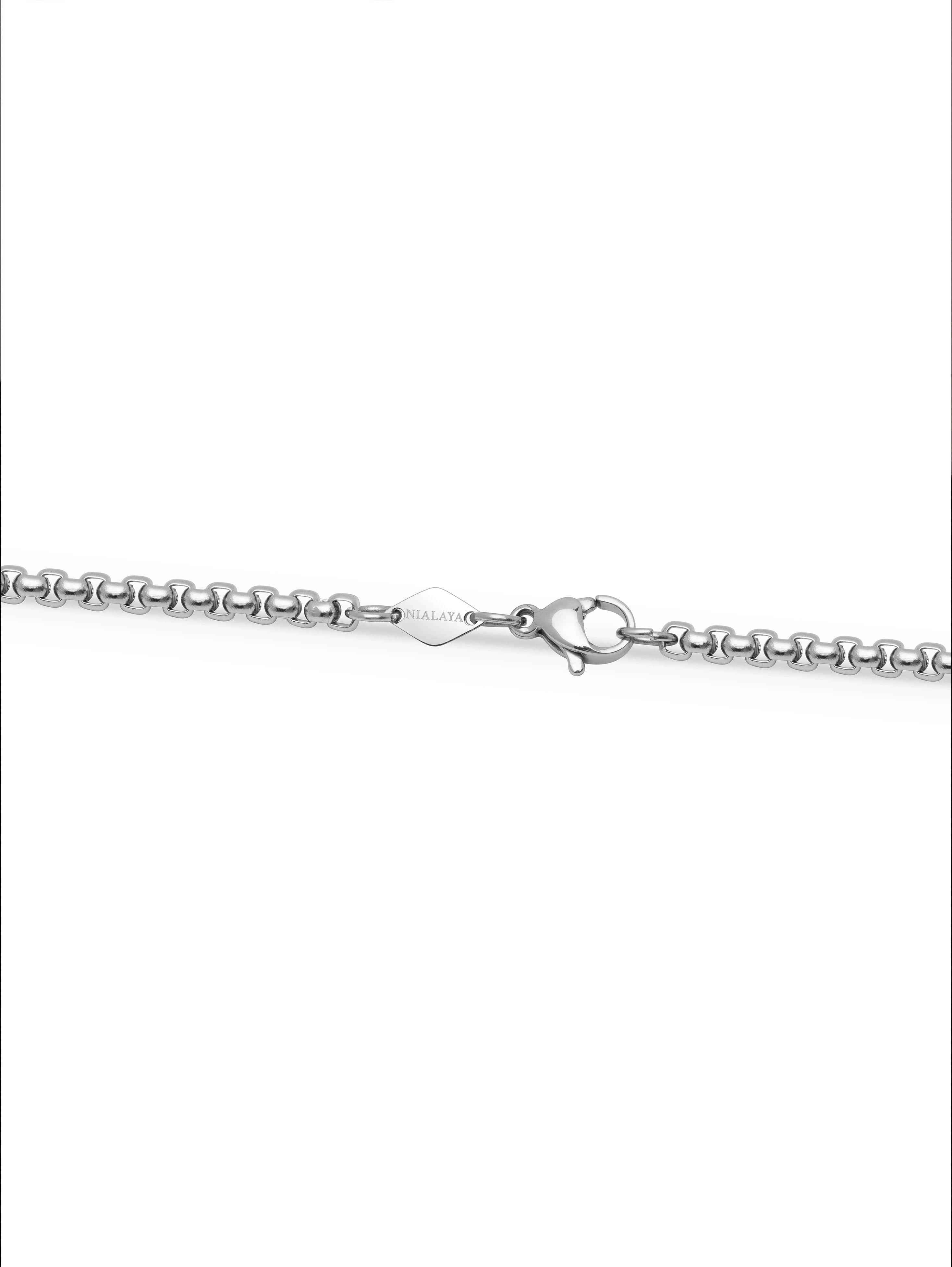 Nialaya Men's Necklace Men's Silver Skull Sword Necklace