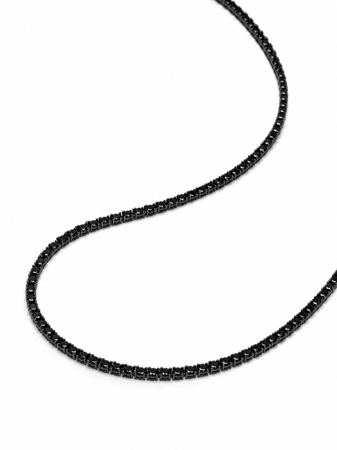 Nialaya Men's Necklace Mini Black Tennis Necklace Mini Black Tennis Necklace 20 inches / 50.80 cm MNEC_464