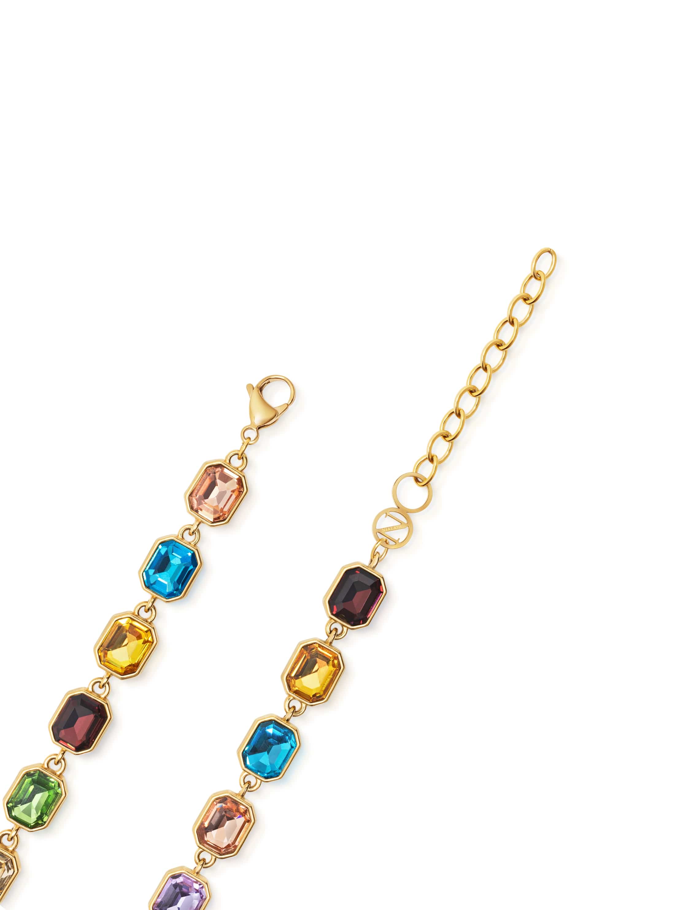Nialaya Men's Necklace Multicolor Emerald-Cut Crystal Necklace Multicolor Emerald-Cut Crystal Necklace 20 Inches / 50.80 cm MNEC_465