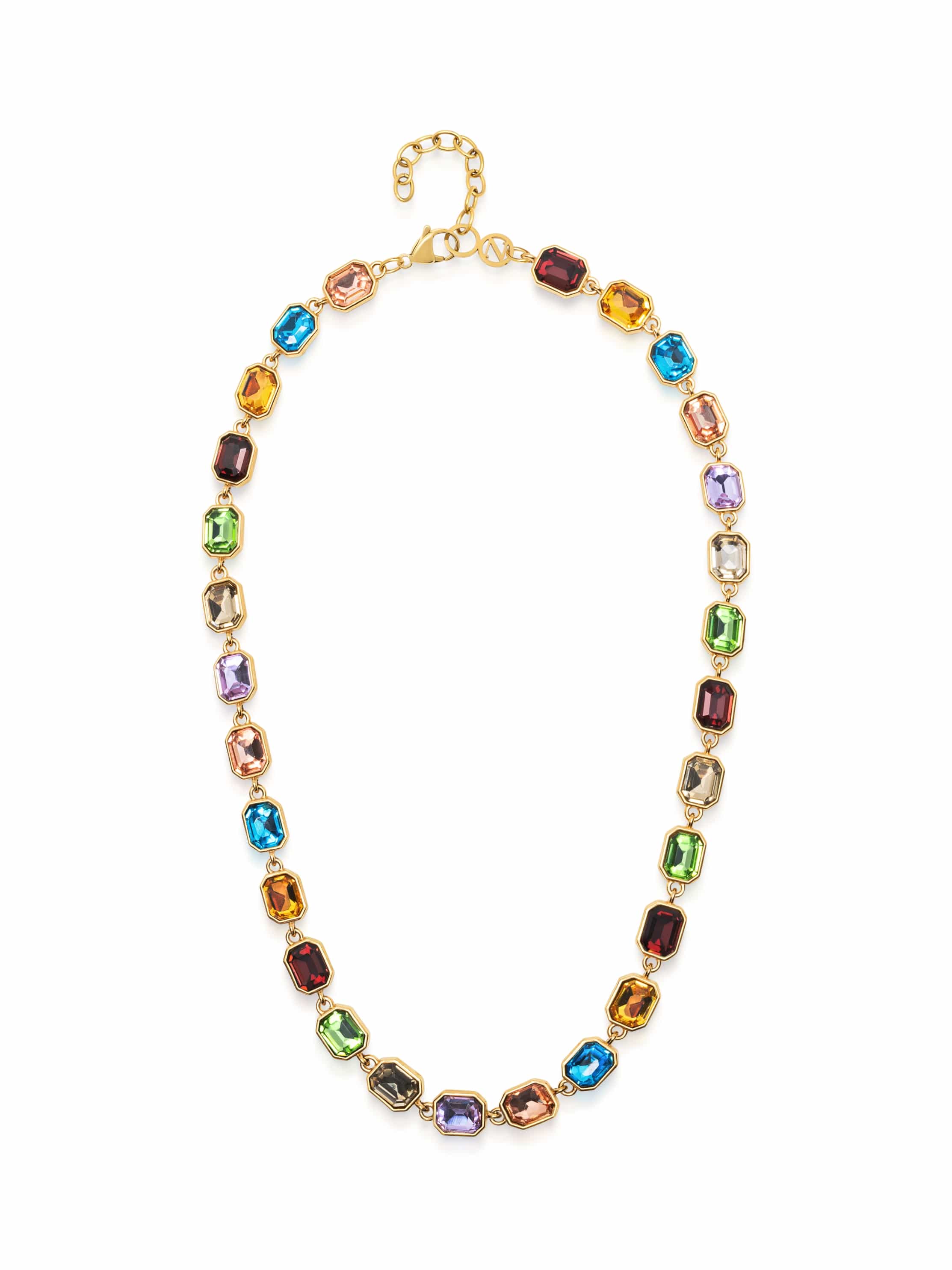 Nialaya Men's Necklace Multicolor Emerald-Cut Crystal Necklace Multicolor Emerald-Cut Crystal Necklace 20 Inches / 50.80 cm MNEC_465