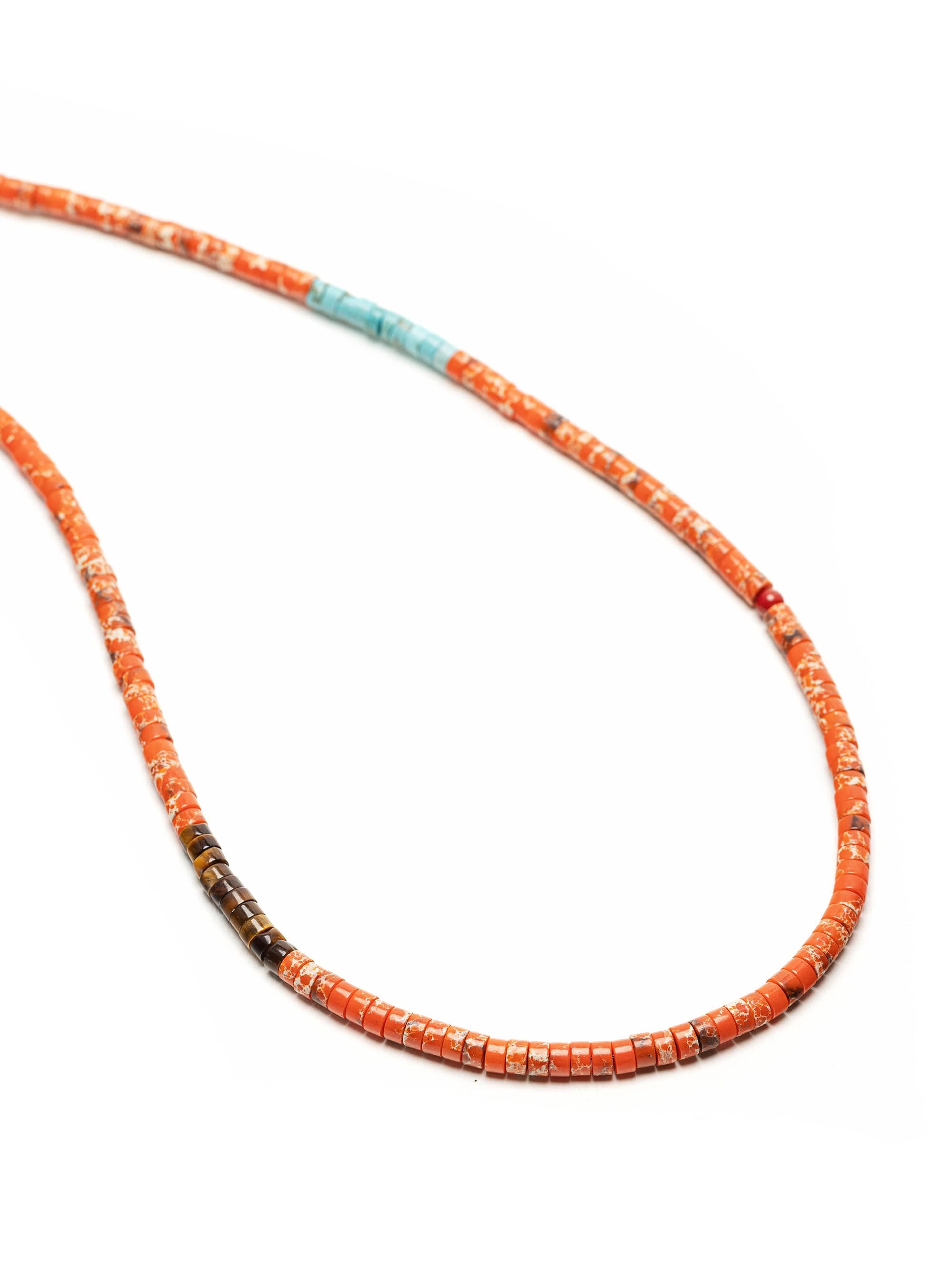 Nialaya Men's Necklace Orange Jasper Heishi Necklace Orange Jasper Heishi Necklace 25 Inches / 63.50 cm MNEC_451