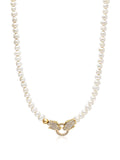 Nialaya Men's Necklace Pearl Choker with Double Panther Head in Gold 20 Inches / 50.8 cm MNEC_354