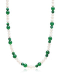 Nialaya Men's Necklace Pearl Choker with Green Aventurine and Malachite 20 Inches / 50.8 cm MNEC_209