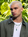 Nialaya Men's Necklace Pearl Choker with Green Aventurine and Malachite 20 Inches / 50.8 cm MNEC_209