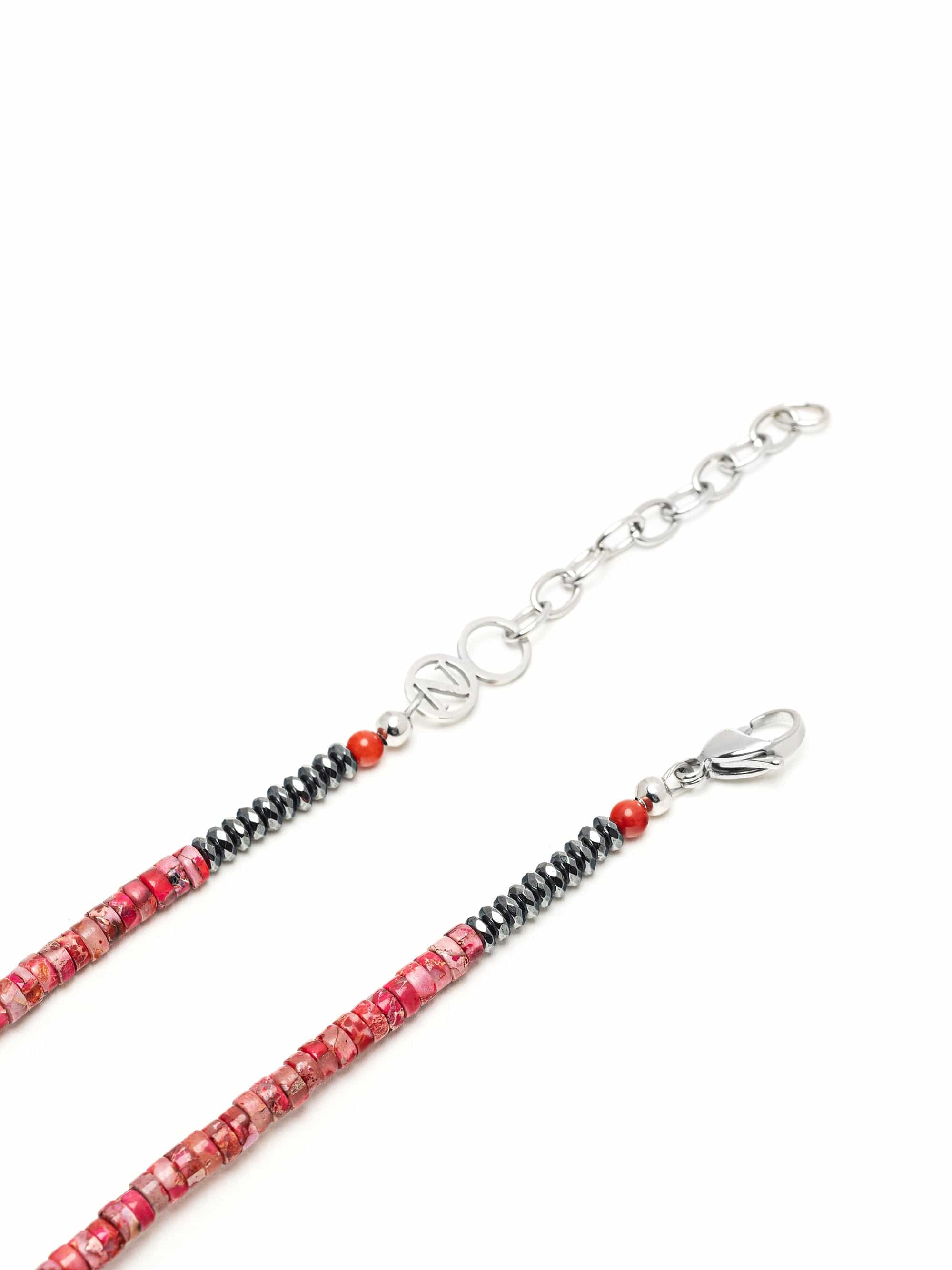 Nialaya Men's Necklace Red Sea Sediment Jasper Heishi Necklace Red Sea Sediment Jasper Heishi Necklace 25 Inches / 63.50 cm MNEC_453