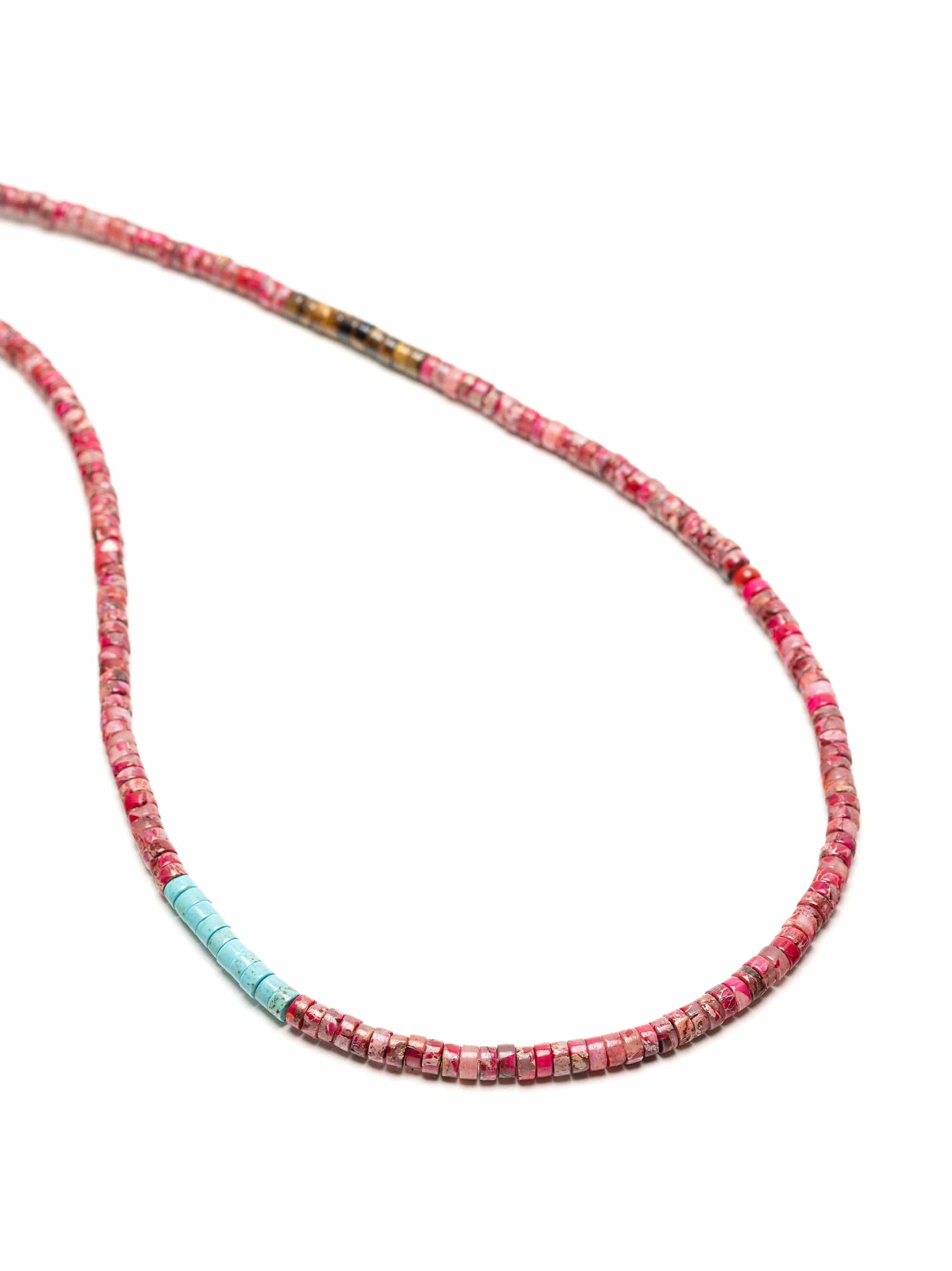 Nialaya Men's Necklace Red Sea Sediment Jasper Heishi Necklace Red Sea Sediment Jasper Heishi Necklace 25 Inches / 63.50 cm MNEC_453