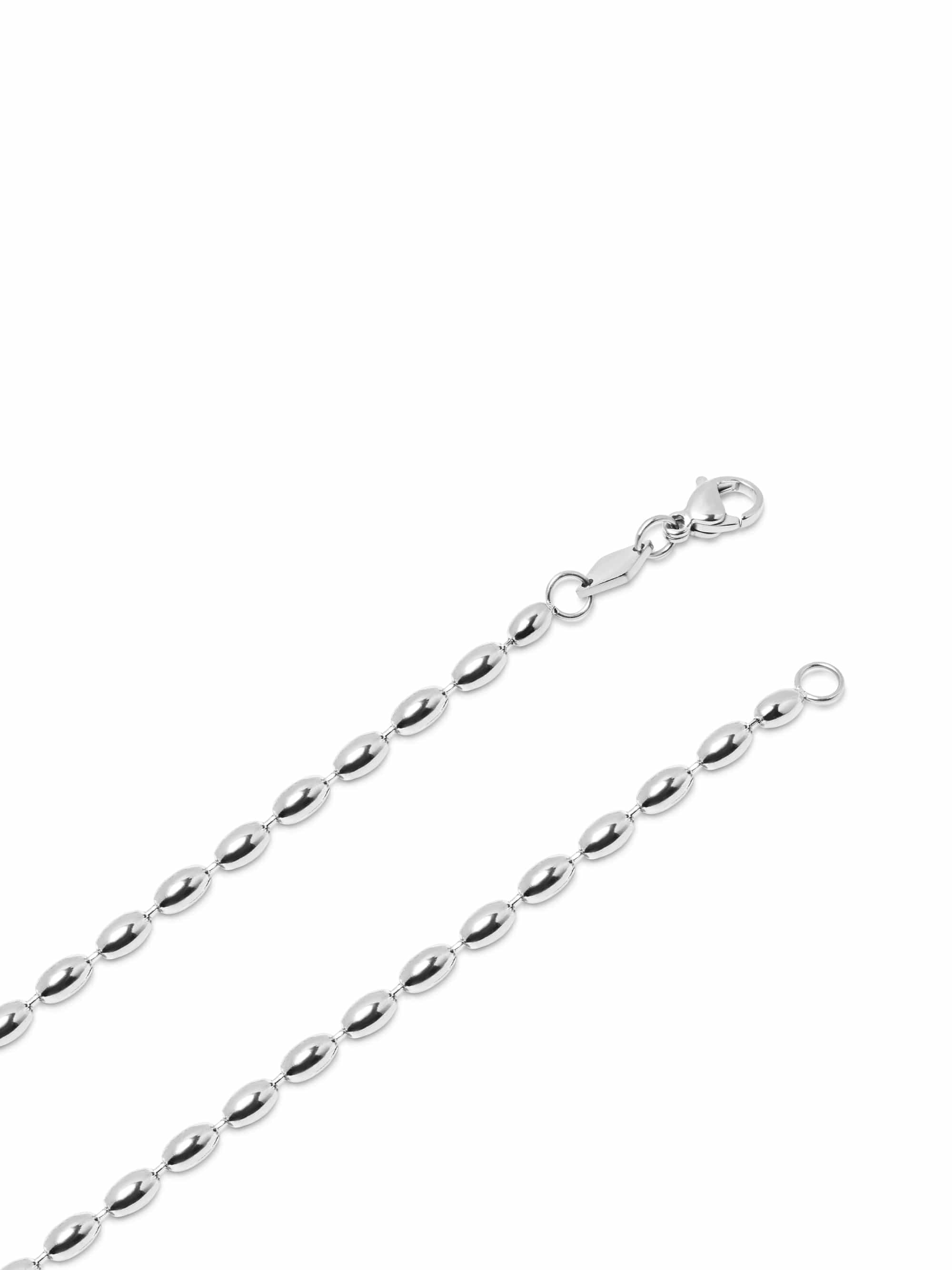 Nialaya Men's Necklace Silver Beaded Chain Necklace Silver Beaded Chain Necklace