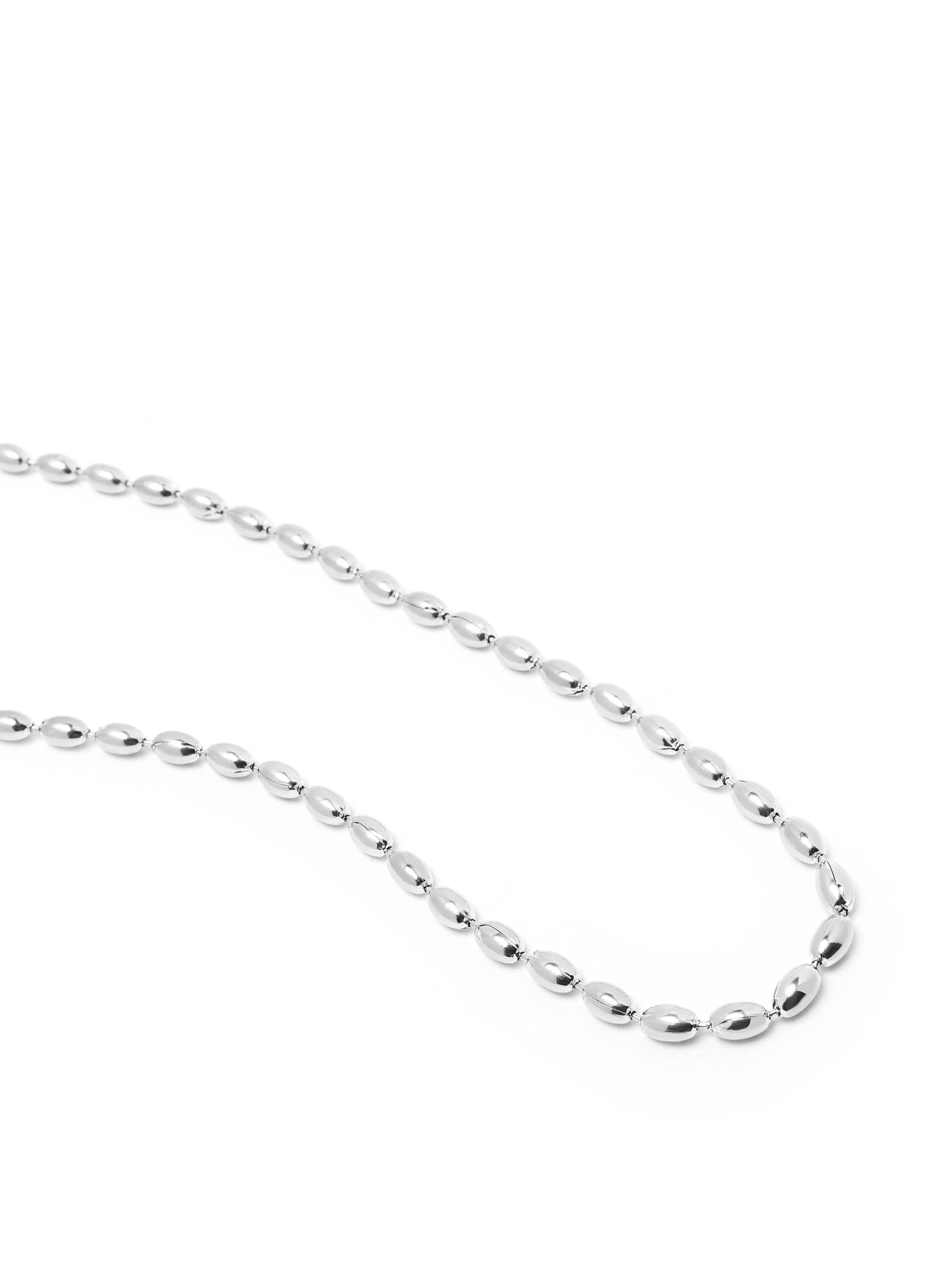 Nialaya Men's Necklace Silver Beaded Chain Necklace Silver Beaded Chain Necklace