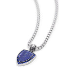 Nialaya Men's Necklace Silver Necklace with Blue Lapis Shield Pendant