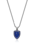 Nialaya Men's Necklace Silver Necklace with Blue Lapis Shield Pendant